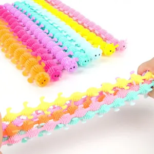 TPR Soft Rubber Caterpillar Stretch Toy Fidget Sensory Stress Relief Toy Funny Noodle Pull Toy Party Favor For Kids Adults