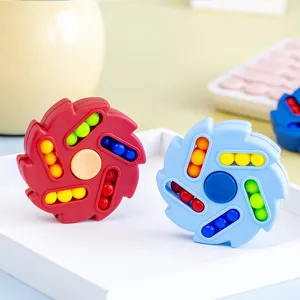 Jouet toupie magique fidget bean, jeu de puzzle double face pour enfants et anti-stress.