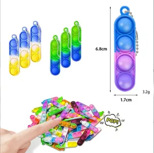 Mini einfaches Grübchen Fidget Spielzeug Schlüsselanhänger Silikon Blase Stressabbau