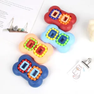 Jouet de puzzle de haricot magique en forme d'os jeu de doigt rotatif à billes colorées