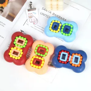 Jouet puzzle haricot magique en forme d'os, cube anti-stress rotatif pour enfants.