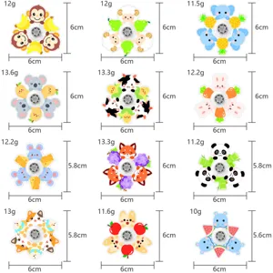 Cartoon acrylic fidget spinner, cute animal fruit stress relief toy for kids and adults.