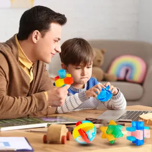 Bloques de rompecabezas entrelazados transparentes juguete educativo de ingenio para niños.