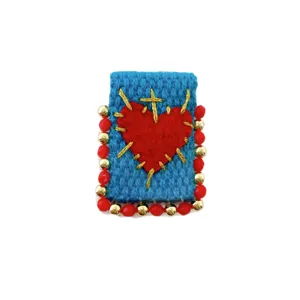 Handgemachte gewebte rote Herz Anhänger Retro Vintage Stil DIY Halskette Schmuck Zubehör