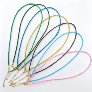 Kleurrijke Koreaanse halskettingkoorden met koperen sluiting, DIY sieradenaccessoires, hoofdaanzicht.