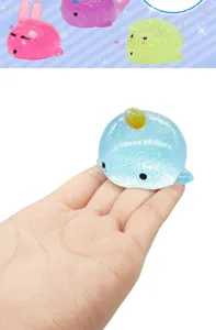 Cute glitter animal squishy toy stress relief squeeze ball soft rubber fidget toy for kids adults