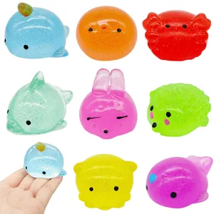 Large Glitter Animal Squishy Toy TPR Soft Slow Rising Stress Relief Fidget Toy Cute Squeeze Toy For Kids Adults