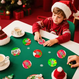 Christmas fidget spinner toy scene detail showcasing children playing with cute cartoon design toys.