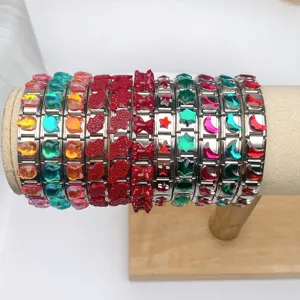Stainless Steel Italian Charm Link Bracelet DIY Modular Links European Fashion Rhinestone Bear Moon Star Charms Women Men Hand Jewelry Accessory