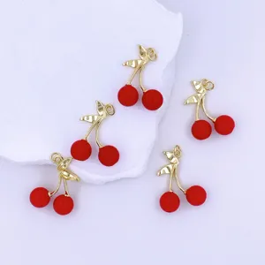 Red cherry charms metal pendants DIY jewelry accessories cute fashion earrings making supplies