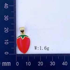 Red strawberry enamel metal pendant DIY jewelry accessory charm for keychains hair clips