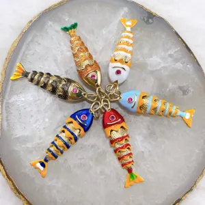 Koperen Vis Hanger Emaille Beweegbare Tropische Vis Zonder Ketting Strass Accenten DIY Ketting Sieraden Maken Vrouwen