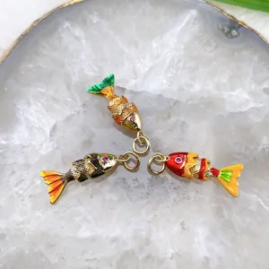 Kleurrijke vis koperen hanger DIY sieraden accessoire, beweegbare oliedruppel emaille ketting.