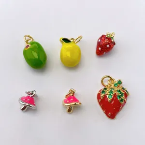 DIY emaille fruit paddestoel koperen bedels set voor handgemaakte kettingen armbanden.