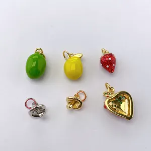 DIY fruit en paddestoel koperen hanger charms set voor handgemaakte sieraden maken.