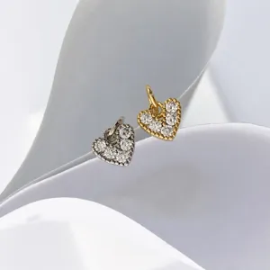 Charmant pendentif en zircon en forme de cœur, accessoire de bijoux DIY bicolore.