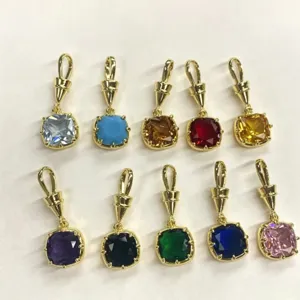 Colgante cuadrado de zirconia cúbica dorada joyería de cristal colorido regalo mujer