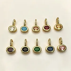 Modischer Zirkonia Oval Anhänger für DIY Schmuckherstellung, stilvolles Halsketten Armband Zubehör.
