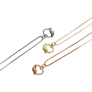 Collier pendentif coeur ailes en cuivre de mode multicolore bijou minimaliste image principale