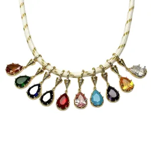 Collar Con Colgante De Gota De Zircón Colorido Moda Joya Geométrica Regalo Para Mujeres