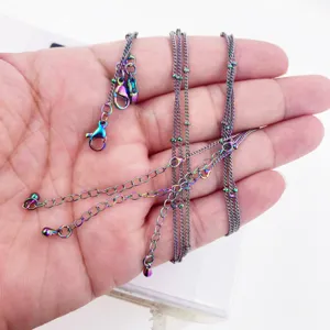 Cadena de cuentas colorida componentes de collar DIY suministros de joyería de acero