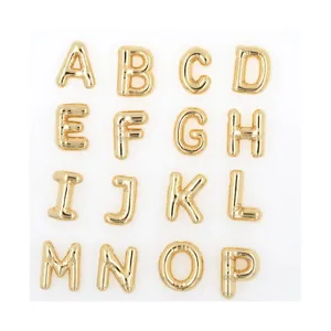 Ballon Anfangsbuchstabe Anhänger Halskette Für Damen Gold Überzogenes Kupfer 3D Alphabet Schmuck DIY Glänzend Namenskette Geschenk