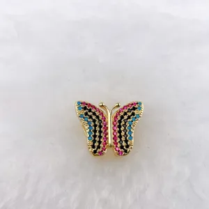 Exquisite multi-color crystal butterfly charm detail view, perfect for DIY jewelry making.