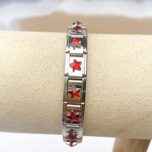 Stainless steel red star Italian charm bracelet modular DIY jewelry accessory for men and women