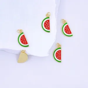 Cute watermelon metal charm pendant for women sweet fruit style necklace jewelry making.