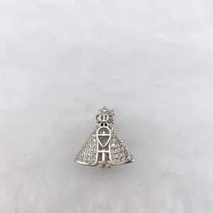 Exquisite silver-tone rhinestone religious pendant charm for DIY bracelets and necklaces accessory.