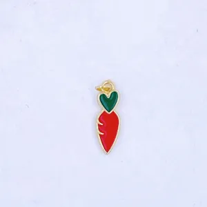 Gold plated enamel carrot charm cute heart leaf DIY jewelry pendant for crafts accessories