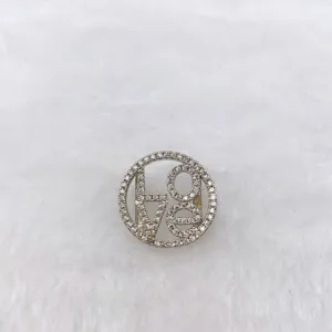 Exquisite silver round pave rhinestone LOVE letter charm DIY jewelry accessory bracelet bangle.
