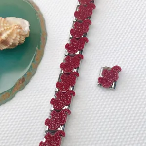 Stainless steel modular Italian charm bracelet red bear DIY links jewelry accessory