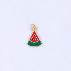 Close up view of the sweet watermelon pendant detail, stylish fruit jewelry accessory.