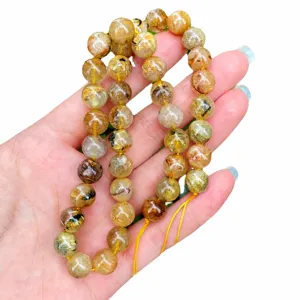 Natural gold rutilated quartz gemstone beads bracelet for DIY jewelry making and fashion gifts.