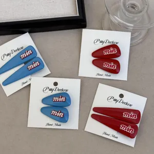 Koreaanse verzadigde rode en blauwe schattige brief haarspelden, stijlvolle zomerse haaraccessoires.