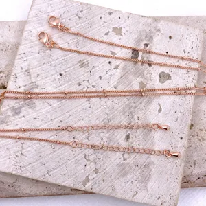 Collar de cadena de cuentas de satélite chapado en oro rosa de 18K accesorios de joyería DIY.