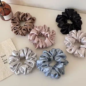 Pearl satin scrunchies set rhinestone elastic hair bands soft ponytail holder cute hair accessories