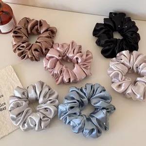 Luxury Satin Scrunchies With Rhinestone Embellishment Elegant Hair Ties For Women And Girls Fashion Hair Accessories Pony Tail Holder
