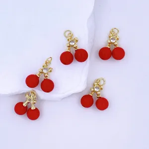 DIY red cherry pendants charms for jewelry making, cute enamel earrings and keychain accessories.