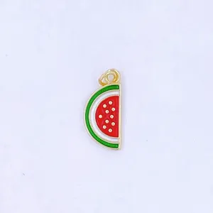 Sweet watermelon slice pendant charm for cute fruit style necklaces and jewelry making.