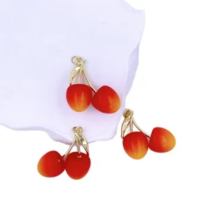 Red cherry charms for DIY jewelry making, cute pendant earrings accessories for women and girls.