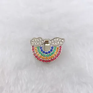 Colorful rhinestone rainbow cloud metal charm DIY accessory for bracelet necklace