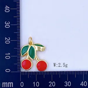 Simpatico ciondolo ciliegia 3D in rame DIY collana gioiello accessorio fatto a mano