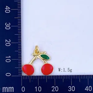 Grazioso ciondolo ciliegia 3D in rame DIY collana fatta a mano accessorio gioiello design vivace.