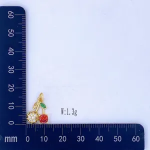 Cherry pendant necklace detail view, sweet fruit series jewelry design for women.