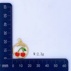 Cherry enamel metal pendant necklace accessory cute fruit style fashion jewelry charm