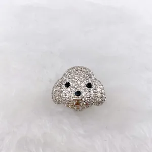 Silver tone rhinestone puppy dog charm DIY bracelet accessory watch strap decoration item