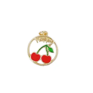 Cute cherry pendant gold necklace sweet girlish heart fruit jewelry main view display