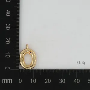 Gold plated letter O pendant with evil eye enamel design minimalist copper fashion jewelry